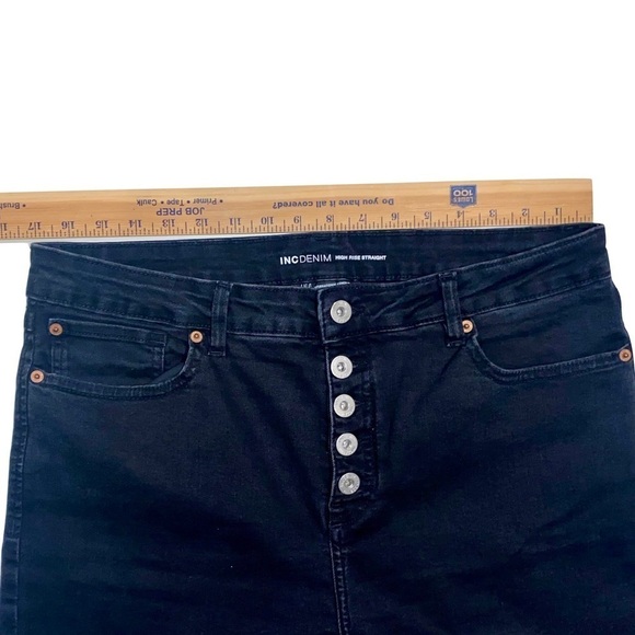 INC Vintage Wash Faded Black High Rise Exposed Button-Fly Jeans Size 16 - Picture 10 of 11